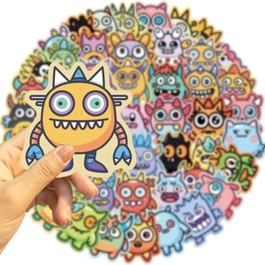 50 cute cartoon monster doodle stickers for decorating laptops and suitcases