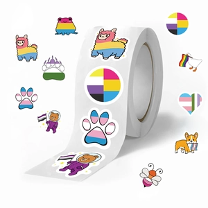 Cartoon LGBTQ Pride Regenbogen Tier Aufkleber Rolle Für Scrapbooking DIY Umschlag Versiegelung Wasserdicht Selbstklebend Dekorative Etiketten Alpaka Corgi Frosch Bär Gans Muster