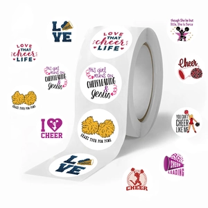 Cheerleading Motivational Quote Stickers Round Decorative Sealing Labels For Envelopes Scrapbooking DIY Crafts Sport Theme Washi Paper Tape