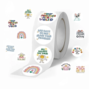 500pcs roll of mental health stickers with rainbows and motivational quotes for planners
