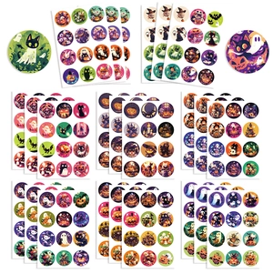 Halloween Stickers PVC Waterproof Cartoon Pumpkin Ghost Bat Cat Patterns Decorative Self Adhesive Decals For Party DIY Craft