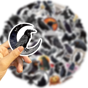 Waterproof raven and moon cartoon sticker for guitar, laptop and luggage decoration