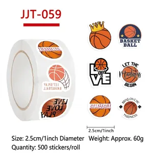 500pcs basketball themed round stickers roll for scrapbooking and sealing envelopes