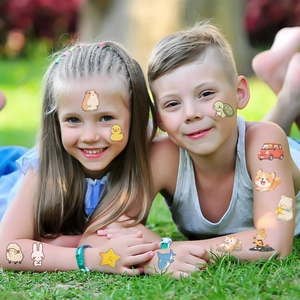 Waterproof cartoon animal temporary tattoos for kids featuring hamsters and cars
