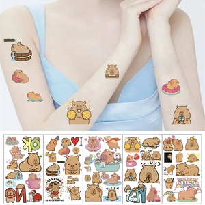 Détails des tatouages temporaires mignons de capybara sur la peau pour enfants et fêtes