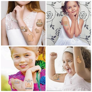 Tatouages temporaires de capybara mignons pour enfants, autocollants étanches de fête