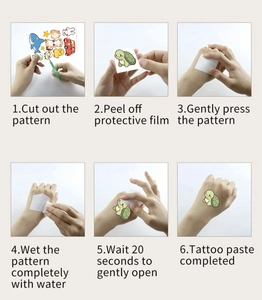 Step-by-step tutorial for applying cartoon waterproof temporary animal tattoos
