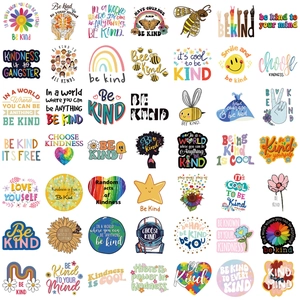 Set of 50 colorful Be Kind waterproof vinyl stickers for laptop and guitar DIY decor