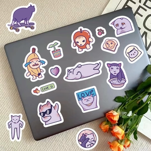 Set di adesivi gatti cartoni animati impermeabili per decorazione fai-da-te laptop
