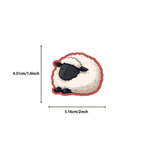 Waterproof chubby sheep sticker dimensions of 4.31cm height and 5.16cm width detail