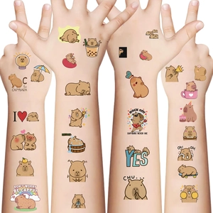 Autocollants de Tatouage Temporaire Capybara Dessin Animé Étanche Transfert d'Eau Art Corporel Enfants Fête Décoration