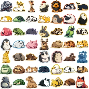 Collection of 50 waterproof cartoon animal stickers for laptop and luggage decoration