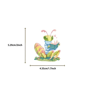 Specifiche dimensionali di un adesivo a forma di mantide con altezza di 5,29 cm