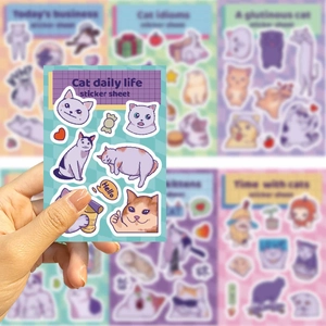 Adesivi gatto impermeabili con simpatiche illustrazioni per decorazioni artigianali fai-da-te