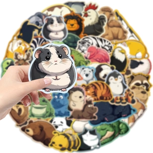 Pack of 50 waterproof colorful chubby animal graffiti stickers for laptop decoration