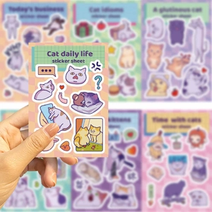 Dettaglio di adesivi gatto cartoon impermeabili per scrapbooking e decorazioni fai-da-te