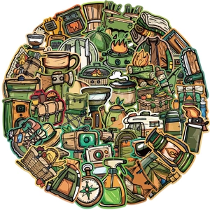 Set of 50 waterproof outdoor camping graffiti stickers for luggage and laptop decoration