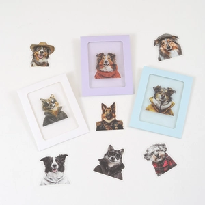 Waterproof cartoon dog stickers set for DIY scrapbooking with colorful frames decoration