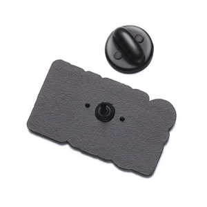 Matte black wavy rectangular metal brooch back with secure butterfly rubber clutch pin