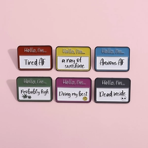 Funny Hello My Name Is Enamel Pin Creative Letter Quote Name Tag Alloy Brooch Badge For Clothing Backpacks Personality Jewelry Gift
