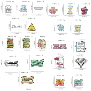 Size chart showing weight and dimensions for 22 colorful enamel quote lapel pins