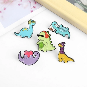 Five-piece cartoon dinosaur enamel pin set for clothing and bags decoration