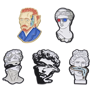 Set di 5 spille in smalto con sculture classiche creative e design di arte pop moderna