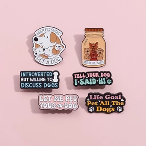 Creative Cute Dog Theme Enamel Brooch Pin Funny English Slogan Alloy Badge For Clothes Backpack Pet Lover Jewelry Gift