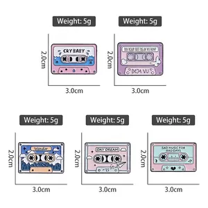Creative alloy tape badges in five colors with dimensions 3.0cm x 2.0cm and weight 5g