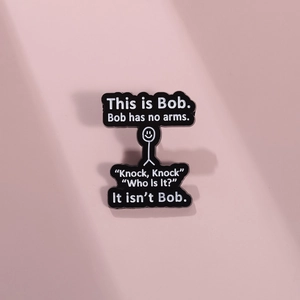Funny This Is Bob Stickman Dark Humor Enamel Pin Alloy Brooch Creative Cartoon Letter Badge For Clothes Bags Accessories