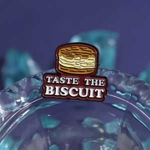 Cartoon biscuit shape alloy brooch with Taste The Biscuit enamel engraving details