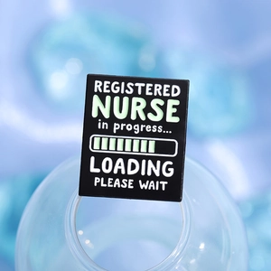 Rectangle enamel pin with Registered Nurse in progress loading bar on glass edge