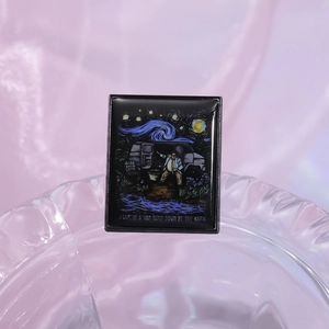 Artistic Van Gogh Starry Night enamel pin featuring Matt Foley parody design