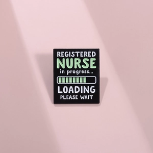Registered Nurse In Progress Enamel Pin Loading Please Wait Black Rectangle Alloy Brooch Badge For Medical Student Gift