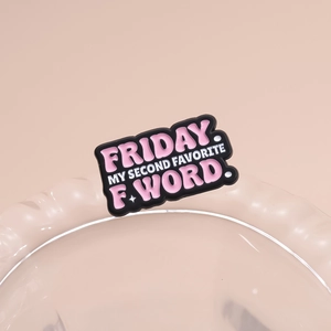 Funny Friday Enamel Pin with My Second Favorite F Word text for backpacks and clothing
