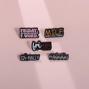 Humor English Slogan Enamel Pin Badge Friday Theme Alloy Brooch For Clothing Bags Backpack Decoration Unisex Jewelry