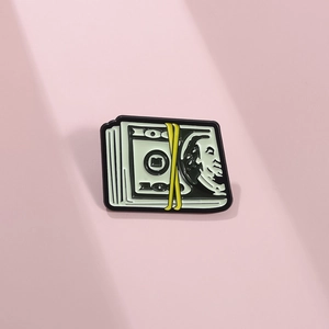 Broche en émail créative en forme de billet de dollar pour sacs et vêtements