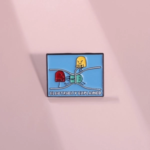 Electricity Explained Enamel Pin Funny Physics Science Brooch Alloy Cartoon Volt Amp Ohm Badge For Teachers Students Gift