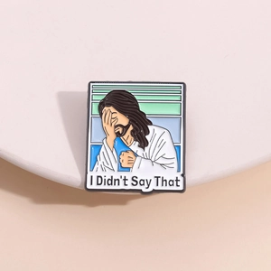 I Didn't Say That Jesus Facepalm Épingle en Émail Drôle Meme Broche en Alliage de Zinc Badge Pour Décoration de Vêtements Sac à Dos Cadeau