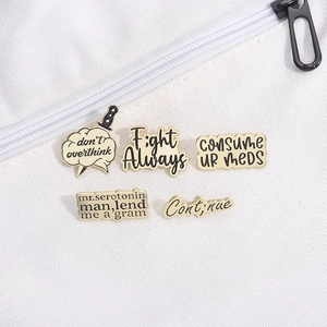 Vintage Alloy Enamel Pin Brooch With Mental Health Slogan Letters Don't Overthink Fight Always Badge For Clothing Bag Decor