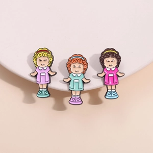 Cute Sisters Cartoon Enamel Brooch Zinc Alloy Painted Badge Pins For Women Teenagers Backpack Clothes Decor Jewelry Gift