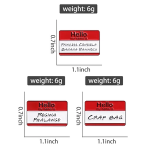 Detailed product size chart showing Friends themed enamel pins with 1.1x0.7 inch dimensions