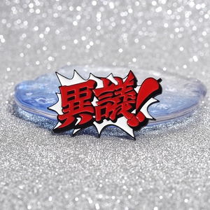 Épinglette émaillée Ace Attorney avec boîte de dialogue rouge et badge en métal créatif