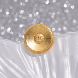 Minimalist gold alloy round brooch pin with scales emblem and radial textured finish