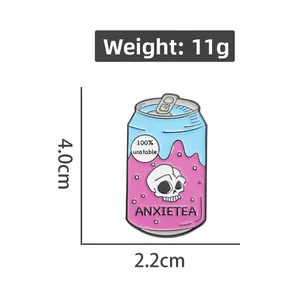 Spécifications de taille du badge en émail créatif en forme de canette de soda