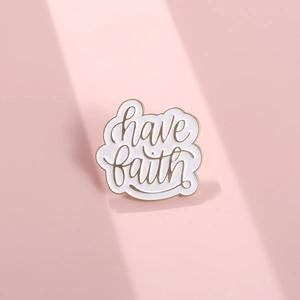Motivational Have Faith Lettering Enamel Brooch Pin Minimalist White Gold Alloy Badge For Bag Clothing Decor Jewelry Gift