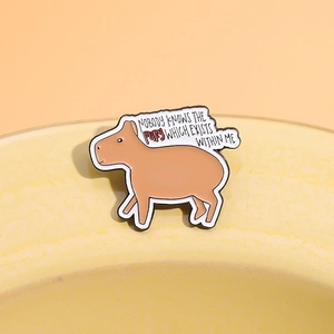 Cute Capybara enamel pin with 'Nobody Knows' quote for backpack accessory decoration