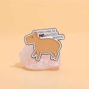 Creative Capybara enamel pin with funny quote for backpack and clothing accessories
