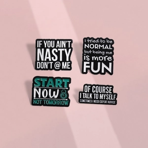 Lot de Pins en Émail Slogan Anglais Inspirant Broche en Alliage Noir et Blanc Badge de Citation Drôle pour Sac à Dos Vêtements