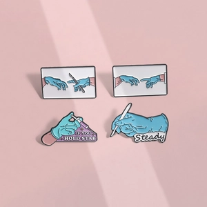 Creative Medical Enamel Brooch Pin Doctor Nurse Surgery Blue Glove Scalpel Syringe Alloy Badge Gift For Professionals